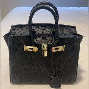 Black Pebbled Leather Handbag